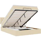 vidaXL Ottomane Bett mit Matratze & LEDs Creme 140x200 cm Stoff