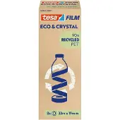 TESA tesafilm eco & crystal Klebeband, transparent, reißfest, L 33 m x B 19 mm, 8 Rollen