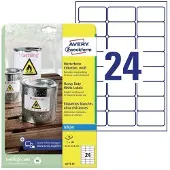 Avery Etiketten J4773, wetterfest, permanenthaftend, druckergeeignet, rechteckig, Polyester, matt weiß, 240 Stück auf 10 Blatt