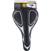Dunlop Mountainbike Sattel Fahrradsattel MTB Sattel aus Kunstleder inkl. Sattelstütze Schaumstofffüllung 27 x 16,5 x 9,6 CM Schwarz/Weiß