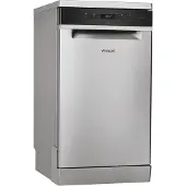 Whirlpool WSFO 3T223 PC X, Freistehend, Single (45 cm breit), Edelstahl, Schwarz, Tasten, 1,3 m