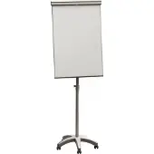Franken Mobiles Flipchart X-tra!Line, höhenverstellbar, Schnellwechselhalterung, Ablageschale, magnethaftende Tafel mit B 680 x H 1050 mm, 5 Laufrollen