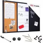 Allboards 3-in-1-Kombitafel: Whiteboard, Kreidetafel magneitsch, Kork 90×60 cm + Zubehör