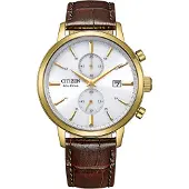 Citizen CA7062-15A Eco Drive Uhr Herrenuhr Leder Chrono Datum braun