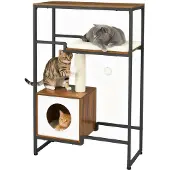 Songmics Kratzbaum, Katzenbaum,2-in-1-Möbel,große obere Ablagefläche,Kissen