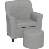 AIYAPLAY Kindersessel mit Fußhocker Leinentoptik Grau 45 x 43 x 50,5 cm