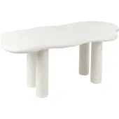 Beliani Esstisch Weiß aus MDF und PVC 188 x 94 cm Asymmetrische Form Modernes Design Minimalistisch für Wohnzimmer