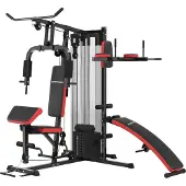 SPORTNOW Kraftstation Multifunktionale Fitnessstation mit Butterfly-, Latzugstange Curler