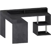Dmora Eckschreibtisch Sansone Grau 180x93x160 cm, 2 Böden