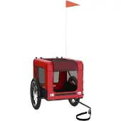 vidaXL Fahrradanhänger Hunde Rot und Schwarz Oxford-Gewebe & Eisen