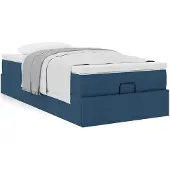 vidaXL Ottoman-Bett mit Matratze Blau 120x190 cm Stoff