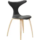 Ebuy24 (4er Set) Dolphin Dan-Form Esszimmerstuhl Echtes Leder schwarz.