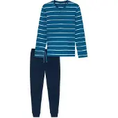 Schiesser Schlafanzug "Casual Nightwear" 2 tlg. Knopfleiste, Bindeband, Langarm, Baumwolle, Single Jersey