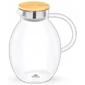 Wilmax Borosilikat Glas Krug mit Bambusdeckel, 2400ml, 1er Set