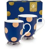 Pip studio Tasse Dot Delight Navy-Gold 350 ml (2er-Set)