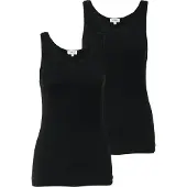 s.Oliver Tanktop , Damen, Gr. 34, schwarz, Jersey, Obermaterial: 95% Baumwolle, 5% Elasthan, unifarben, hüftbedeckend, Rundhals, Tops Tanktop, 2-er Pack, Sommertop, mit Stretch