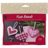 Creativ Company Mini-Hobby-Set Bügelperlen, Weihnachtsherzen, Rosa, Hellrosa, Primärrot, Weiß, 1 Box