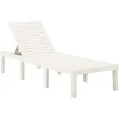 Helloshop26 - Liegestuhl Sonnenliege Gartenbett Terrassenm√∂bel weißer Kunststoff 02_0012786