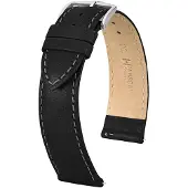Hirsch 17920250-2-22 Leder-Uhrenarmband Forest L 22 mm Schwarz