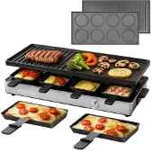 Gastroback Raclette Grill & Pancake Station, 8 Person(en), Schwarz, Edelstahl, Rechteckig, Aluminium, 526 x 241 mm, Drehregler