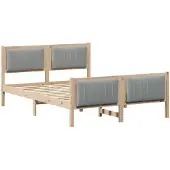 vidaXL Bettgestell Braun und Hellgrau 140 x 190 cm Massivholz Kiefer