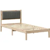vidaXL Bettgestell mit gepolstertem Kopfteil Dunkelgrau 90 x 200 cm
