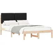 vidaXL Bettgestell mit gepolstertem Kopfteil Schwarz 120 x 190 cm