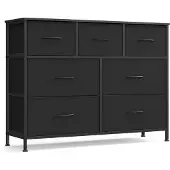 Songmics Aufbewahrungsschrank mit 7 Stoffschubladen tintenschwarz-ebenholzschwarz LGS323BH03