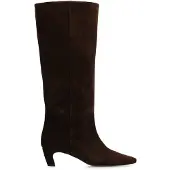 Manfield Dunkelbraune Veloursleder-Stiefel mit Absatz | Größe 36