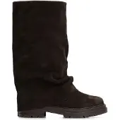 Manfield Braune Veloursleder-Stiefel mit Umschlag | Größe 37