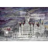 Pappnoptikum Adventskalender Leipzig Neues Rathaus Aquarell Papier 38x27cm