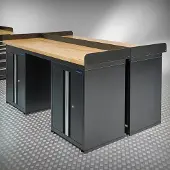Datona PRO Werkbank – 2X 200 cm – Eiche – 4 Türschränke – schwarz