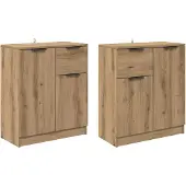 vidaXL Sideboards 2 Stk. Artisan-Eiche 60 x 30 x 70 cm Holzwerkstoff