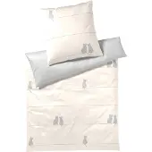 Elegante Mako-Satin-Bettwäsche-Garnitur You & Me Farbe Creme Größe 135x200+80x80
