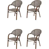 Acamp Stapelsessel Maui 4-er Set; Gestell aus Aluminium, handbemalt in dunkler Bambus-Optik, Bezug aus atmungsaktivem Acatex-Gewebe 26042