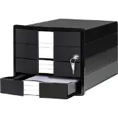 HAN Schubladenbox Impuls 2.0, Format A4, 3 geschlossene Schübe, stapelbar, abschließbar, schwarz