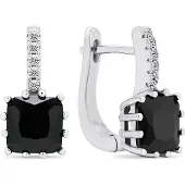 Brilio Silver Original silver earrings with black zircons EA670WBC