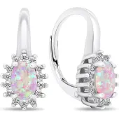 Brilio Silver - Luxury silver earrings with zircons and opals EA432WP
