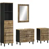vidaXL 4-tlg. Badmöbel-Set Massivholz Mango