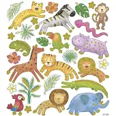 Creativ Company Sticker, Blatt 15x16,5 cm, 30 Stck, Safari-Tiere, 1Bl.