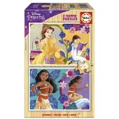 Educa Puzzle aus Holz Disney Princess (Bella + Vaiana) - 2x25 Teile