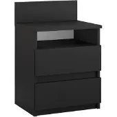 Vicco Nachttisch Monty, 39,6 x 59,1 cm, Schwarz, Nachtschrank mit 2 Schubfächer