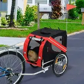 JEOBEST Hundeanhänger Fahrradanhänger Hundetransporter Transportanhänger für Hunde Hundefahrradanhänger Rot 130x73x90cm