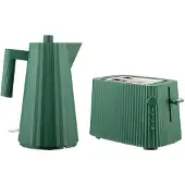 Alessi Plissé Wasserkocher- & Toaster-Set, Grün, Wasserkocher 1 Liter