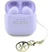 GUESS TWS-Kopfhörer mit glänzendem Effekt, bedruckt mit klassischem Logo und Anhänger in Lavendel