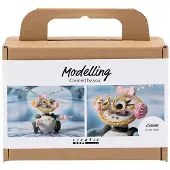 Creativ Company Bastelset Mini Modelliermasse Roboter, Grau/Rosa