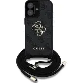 GUESS 4G Big Logo Cord Stap Crossbody Apple iPhone 16 schwarz