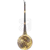 Hellum Glaskugel hängend mit 30 LED mit Lichterkette und Timer + Fernbedienung, 40x13cm