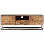 Bizzotto TV-Board Egon aus Akazienholz, modern, Natur, 145 cm, Push-to-Open-System,