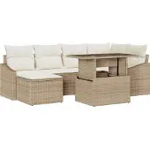 vidaXL Garten-Sofa-Set 7 stk. Beige und Creme